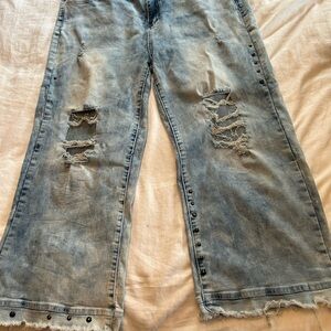 Crazy Train Distressed Blue Cropped Jeans Size 13/31
